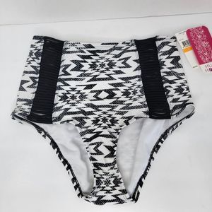 Hula Honey Women Aztec Black White Bikini Bottom Size Small‎ NWT